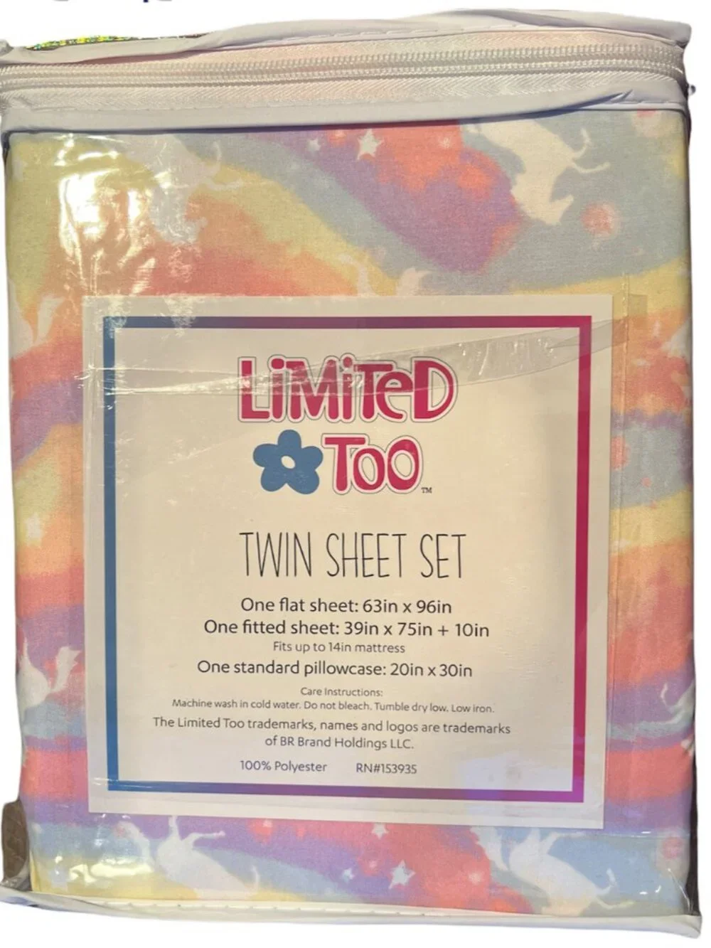 New LIMITED TOO Rainbow Unicorn Tie Dye Twin Sheet Set - 3-pc TWIN SIZE